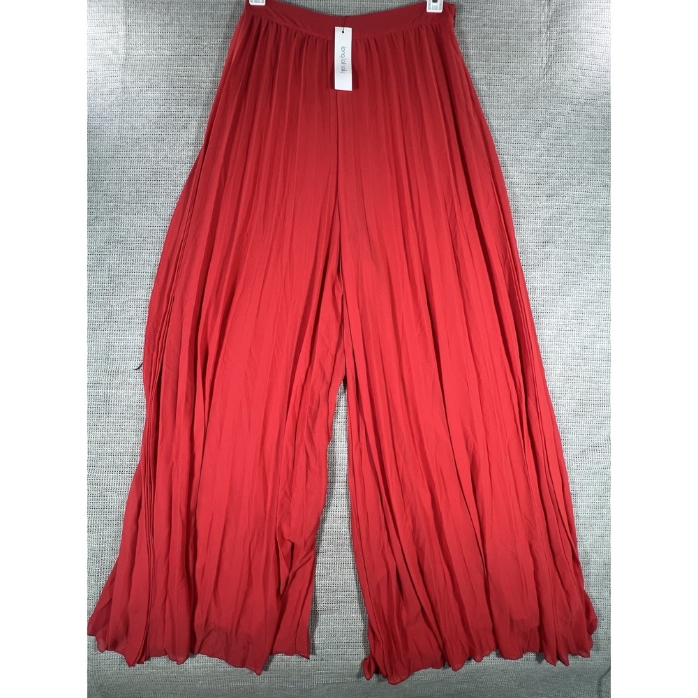 Long Tall Sally Pleated Wide Leg Trouser Us 8 Pants High Rise Poppy Red